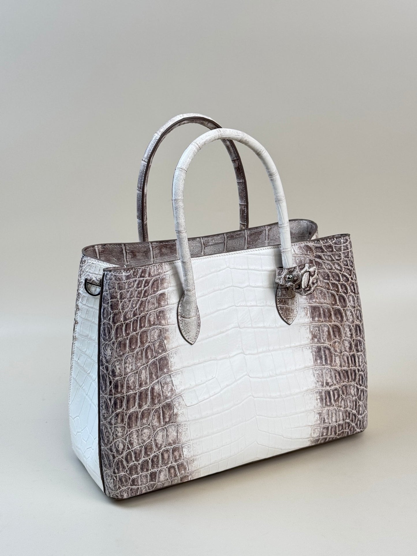 Genuine Crocodile Leather Womens Tote Shoulder Bag Himalaya White 35cm