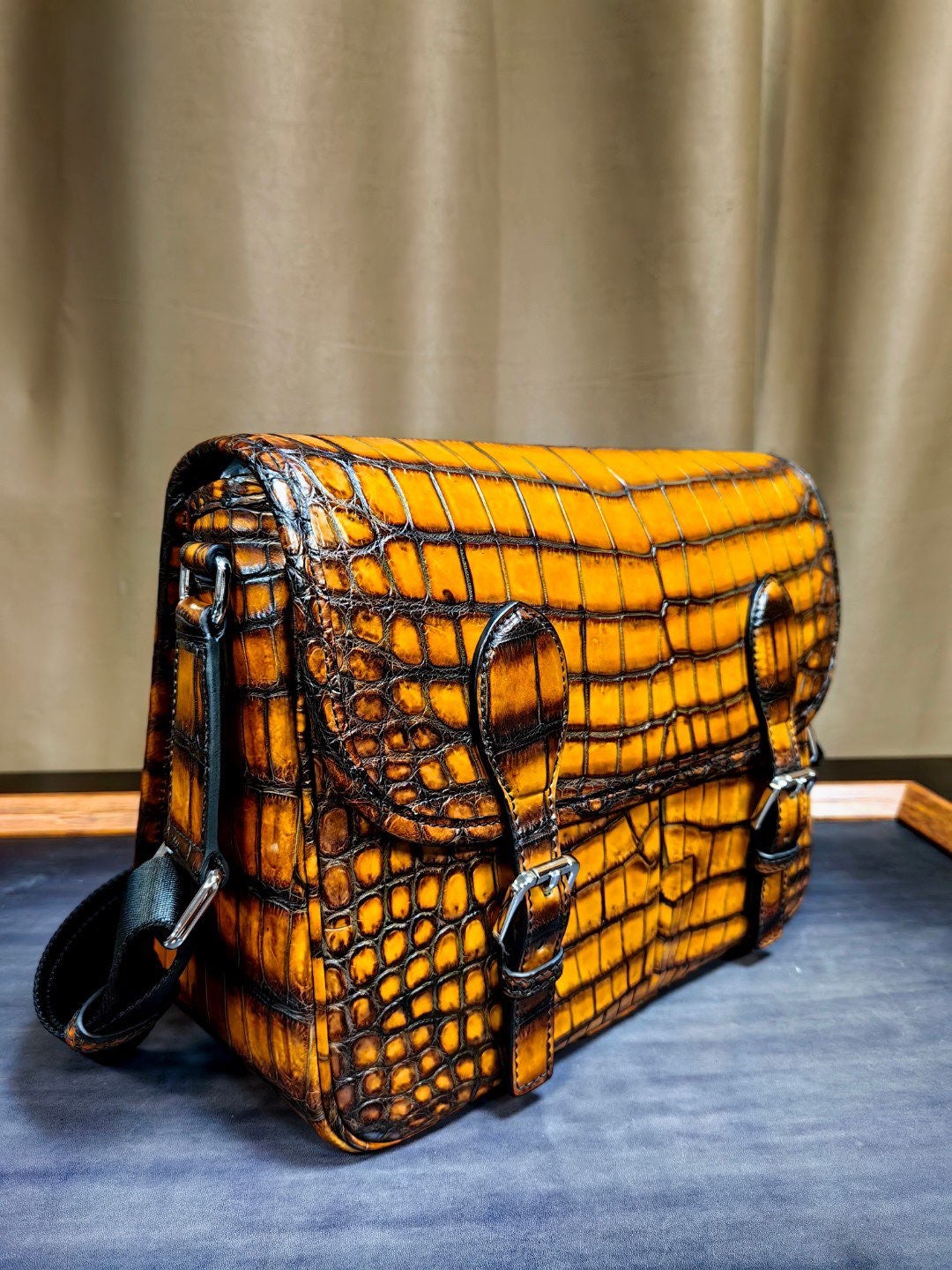 Vintage Crocodile Leather Postman Bag