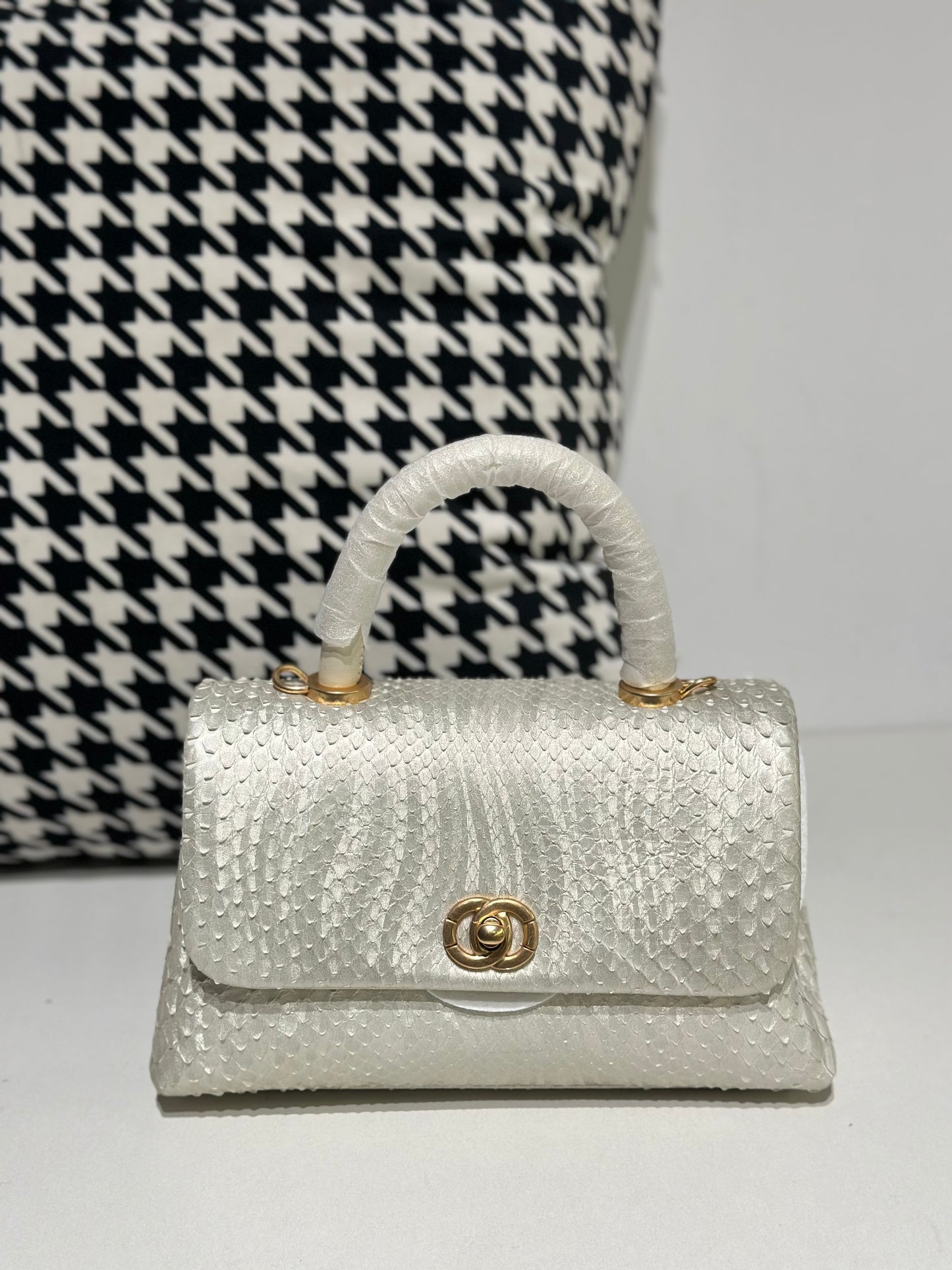 Genuine Python Skin Leather Top Handle Cross Body Bags