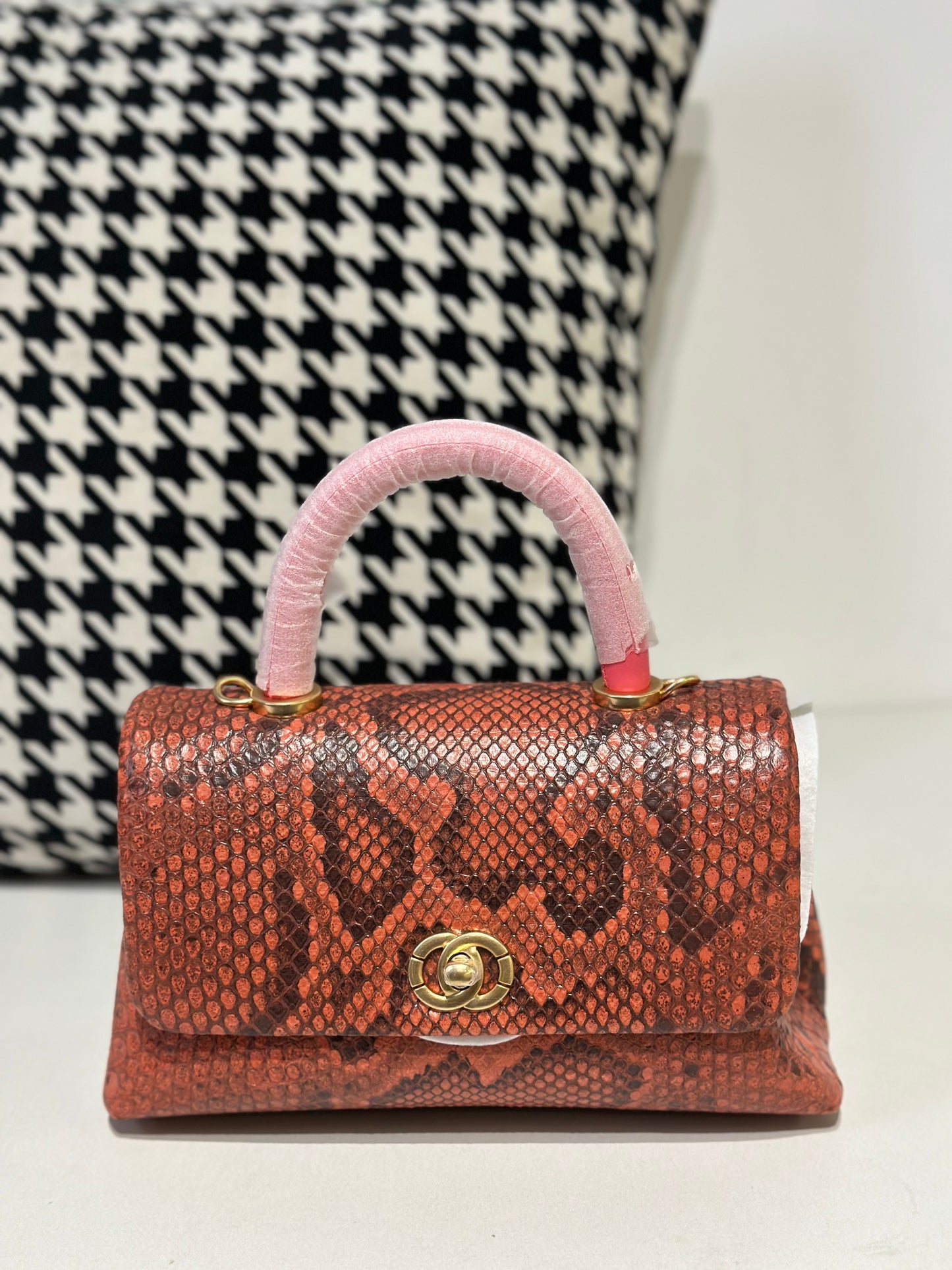 Genuine Python Skin Leather Top Handle Cross Body Bags