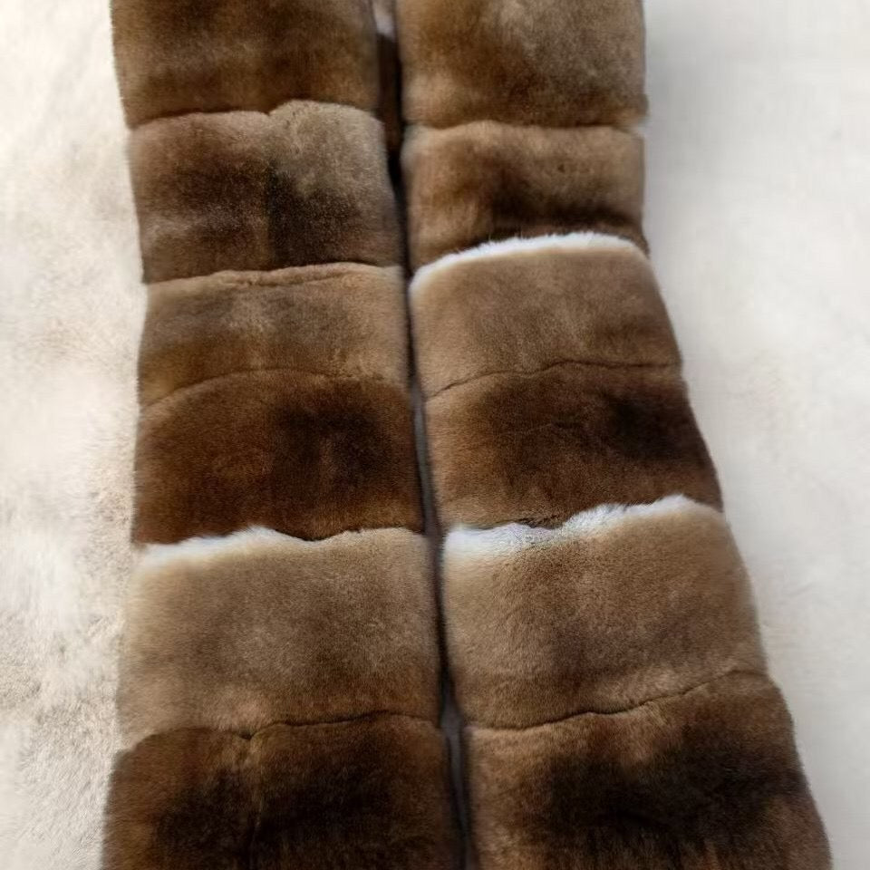 New Whole Rex Rabbit Fur Reversible Scarf
