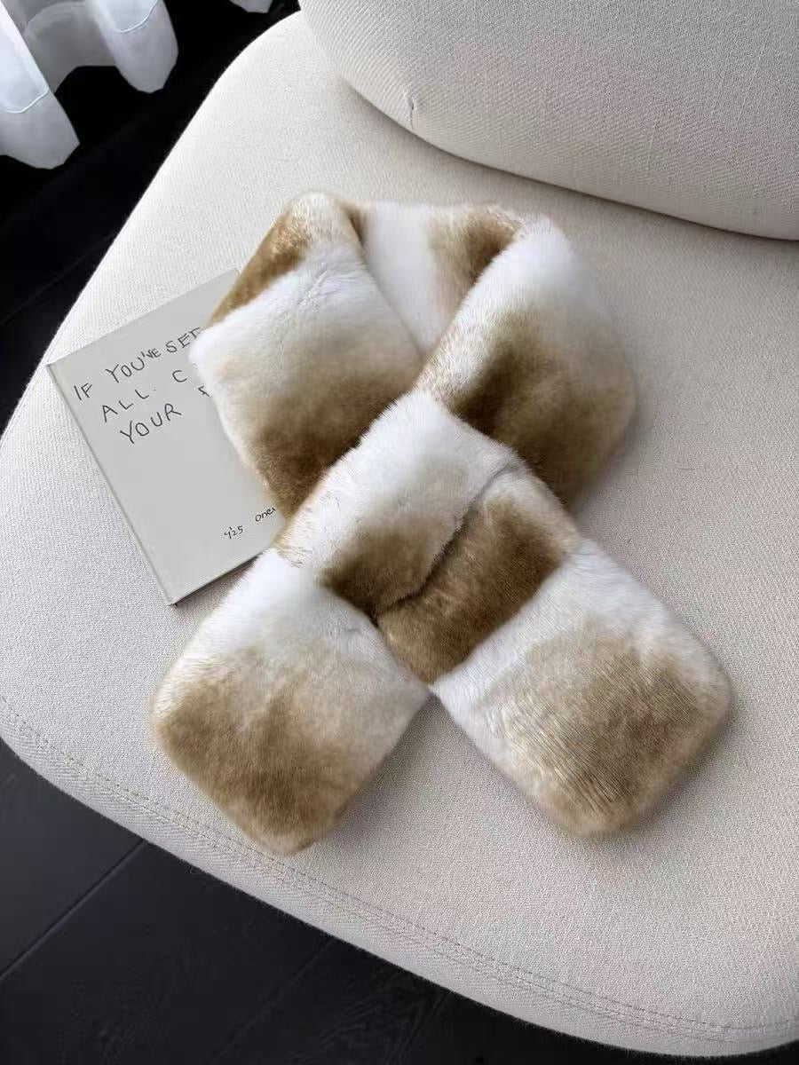 New Whole Rex Rabbit Fur Reversible Scarf