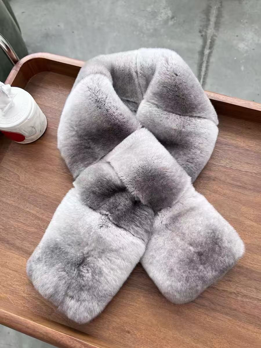 New Whole Rex Rabbit Fur Reversible Scarf