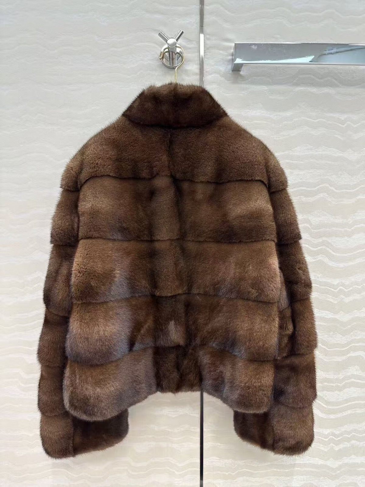 Women's Short Whole Mink Fur Coat,Imported Purple Label Velvet Mink, Horizontal Panel Short Mink Fur Jacket