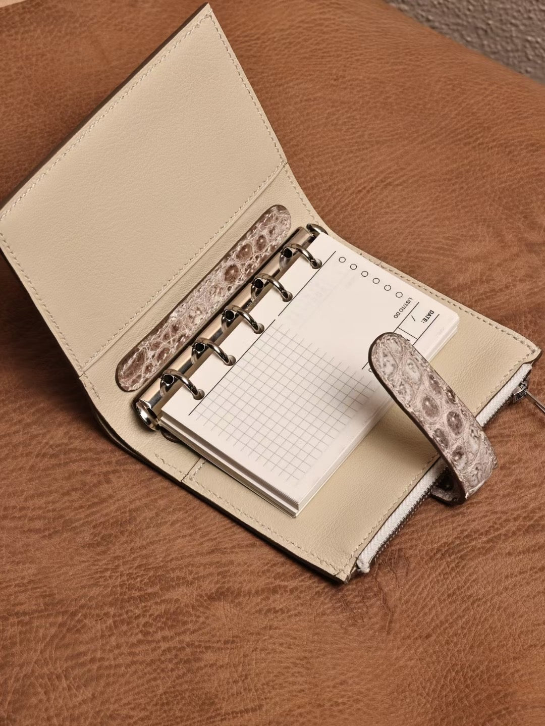 Genuine Crocodile Leather Binder Notebook Himalayan & Vintage Blue