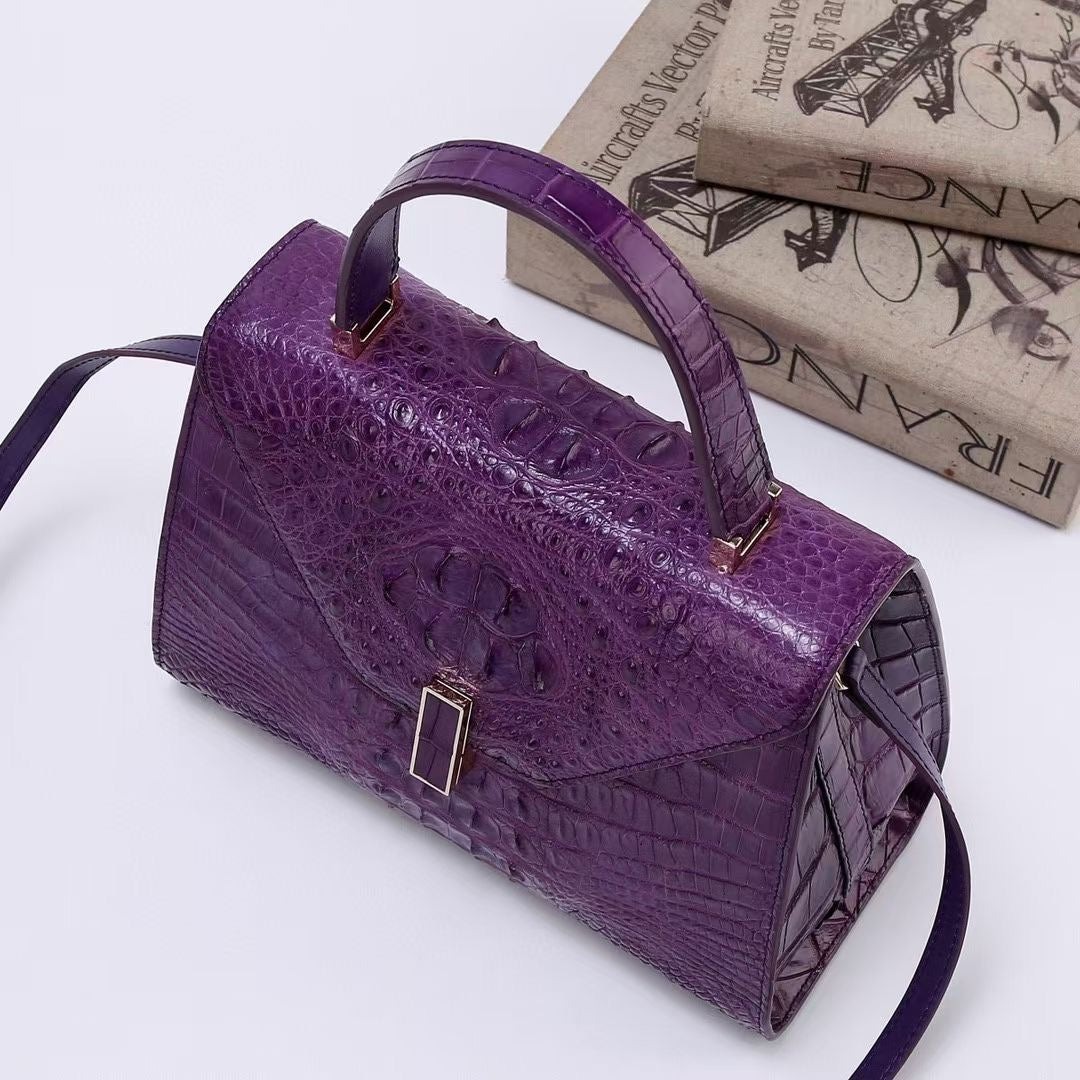 Genuine Crocodile Skin Bone Leather Top Handle Bags