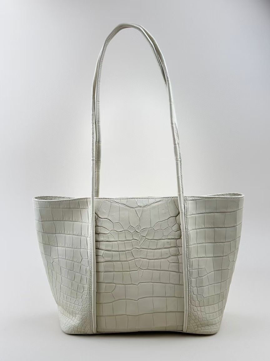 Genuine Crocodile Skin Leather Large Shopper Tote Bag