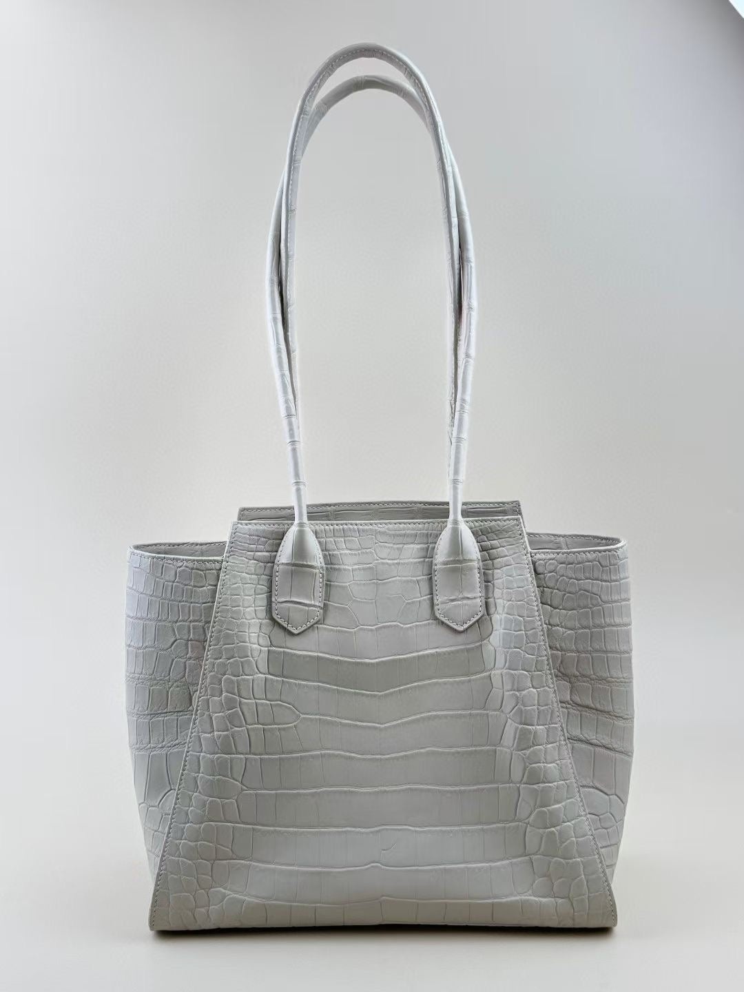 Genuine Crocodile Skin Leather Large Shopper Tote Bag