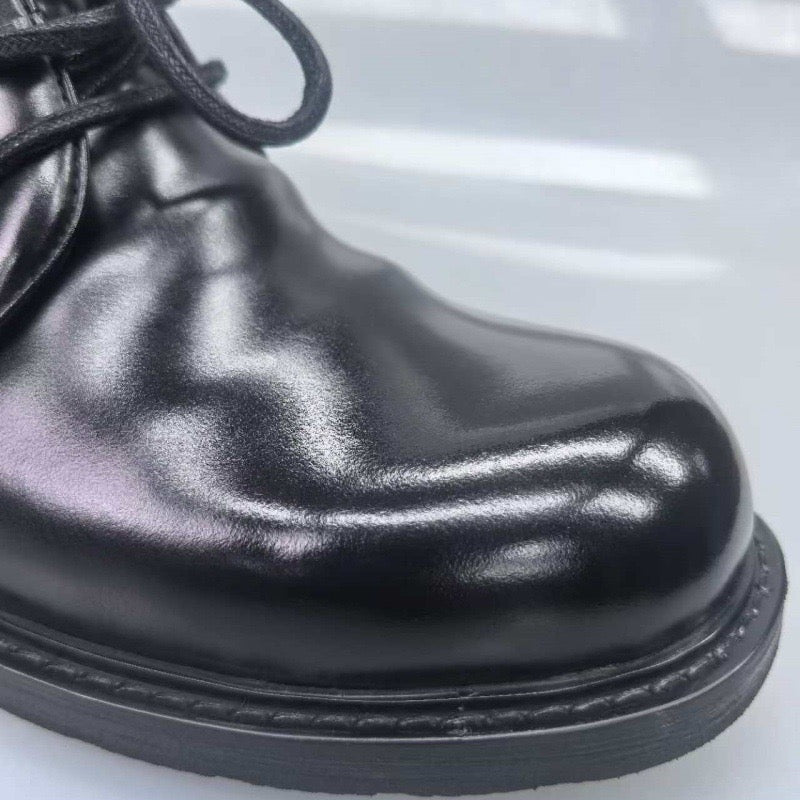 Genuine Shell Cordovan Leather Short Lace Up Martin Boots