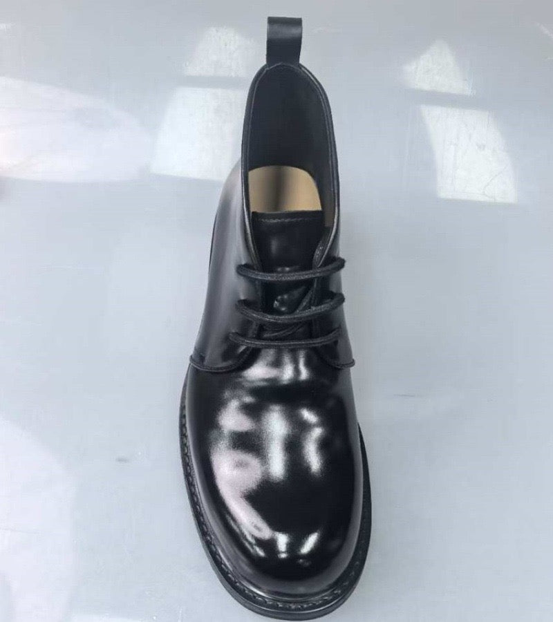 Genuine Shell Cordovan Leather Short Lace Up Martin Boots