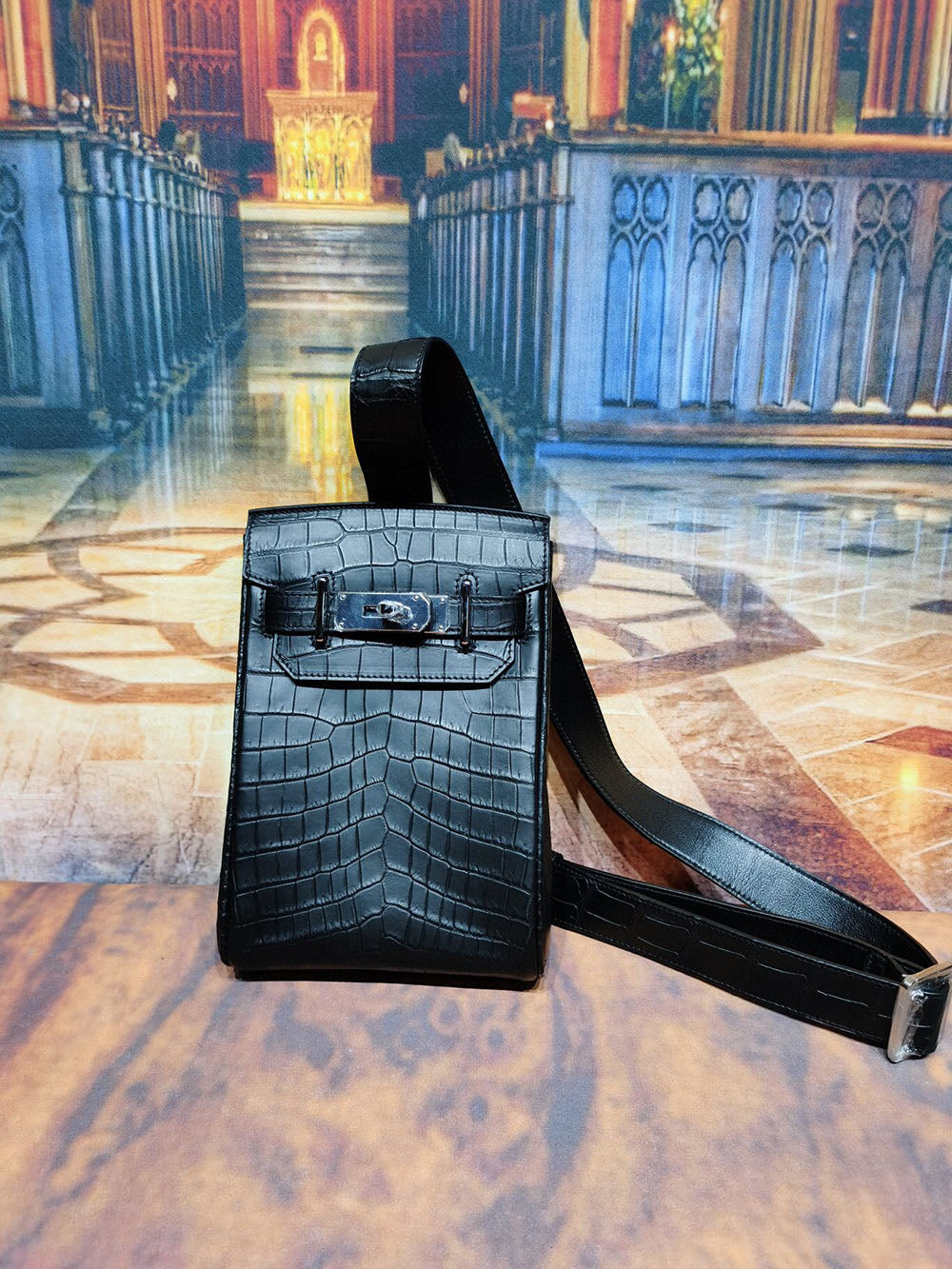 Crocodile Leather Sling Chest Shoulder Crossbody Bag | Rossie Viren