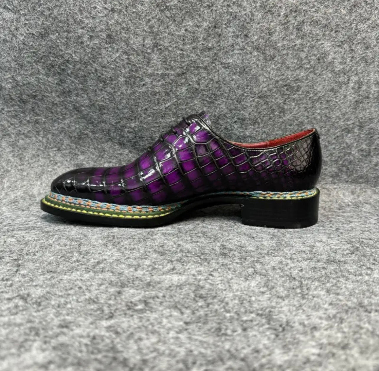 Crocodile Shoes, Men's Crocodile Leather Norwegian Nine-Line Business Lace Up Shoes