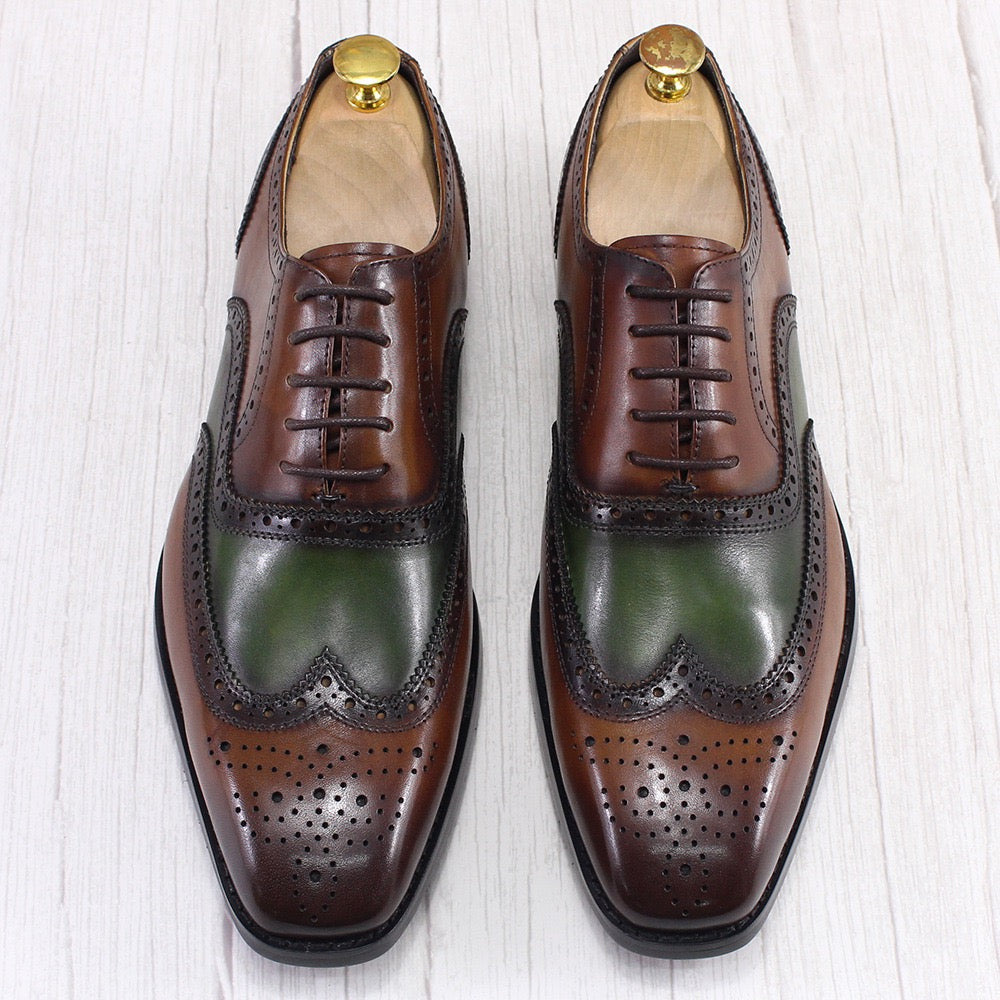 Men's leather shoes ,Vintage Brogue Lace Up Formal Dress Business Shoes Men