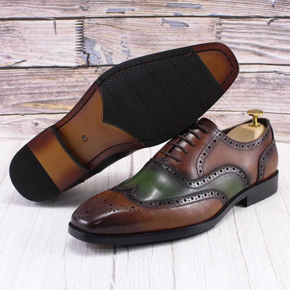 Men's leather shoes ,Vintage Brogue Lace Up Formal Dress Business Shoes Men