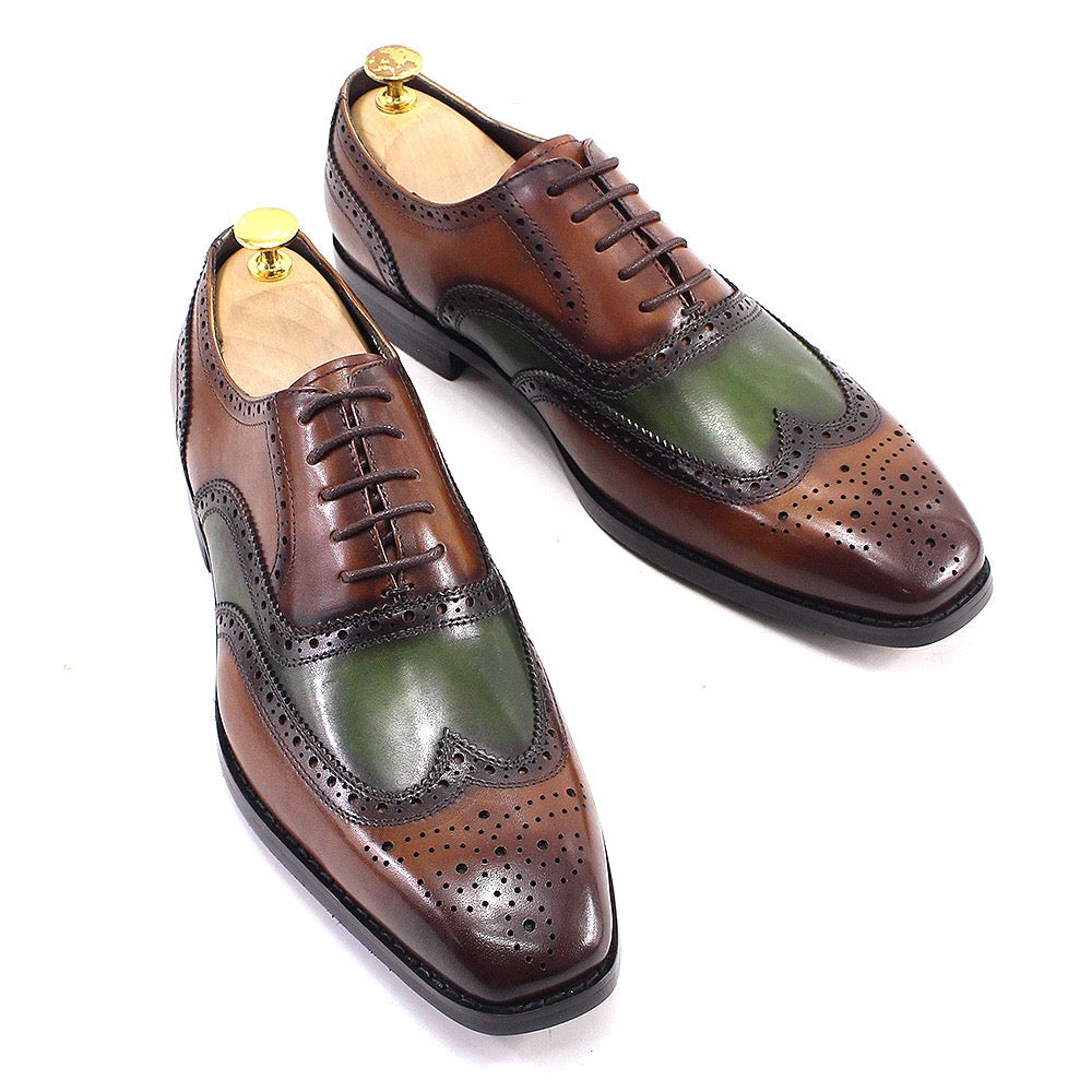 Men's leather shoes ,Vintage Brogue Lace Up Formal Dress Business Shoes Men
