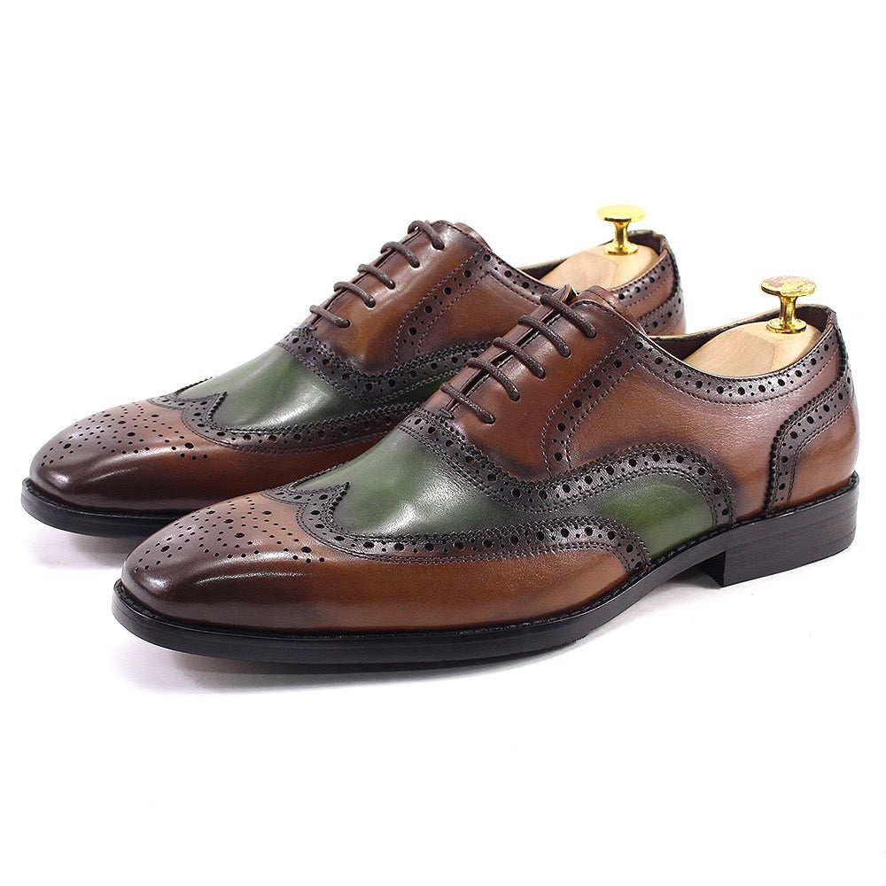 Men's leather shoes ,Vintage Brogue Lace Up Formal Dress Business Shoes Men