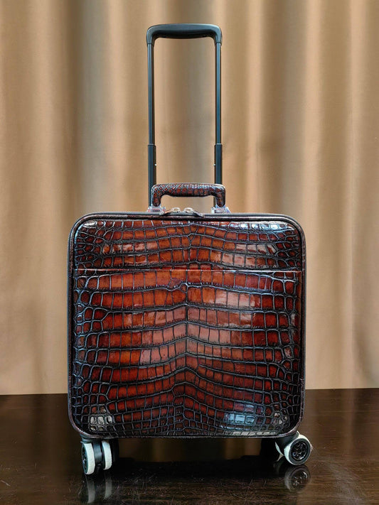 alt
Valigia da cabina sotto sedile in pelle effetto coccodrillo marrone vintage da 15 pollici