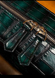 Genuine Crocodile Leather Top Handle Bag Vintage Green