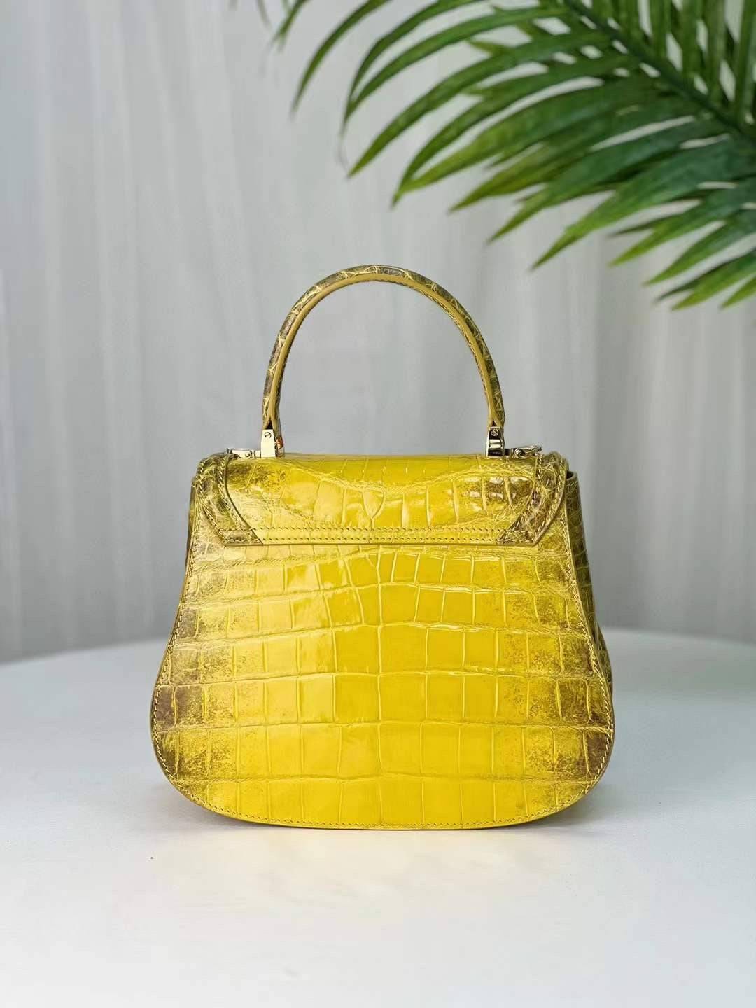 Womens Himalaya Yellow Crocodile Leather Top Handle Bag