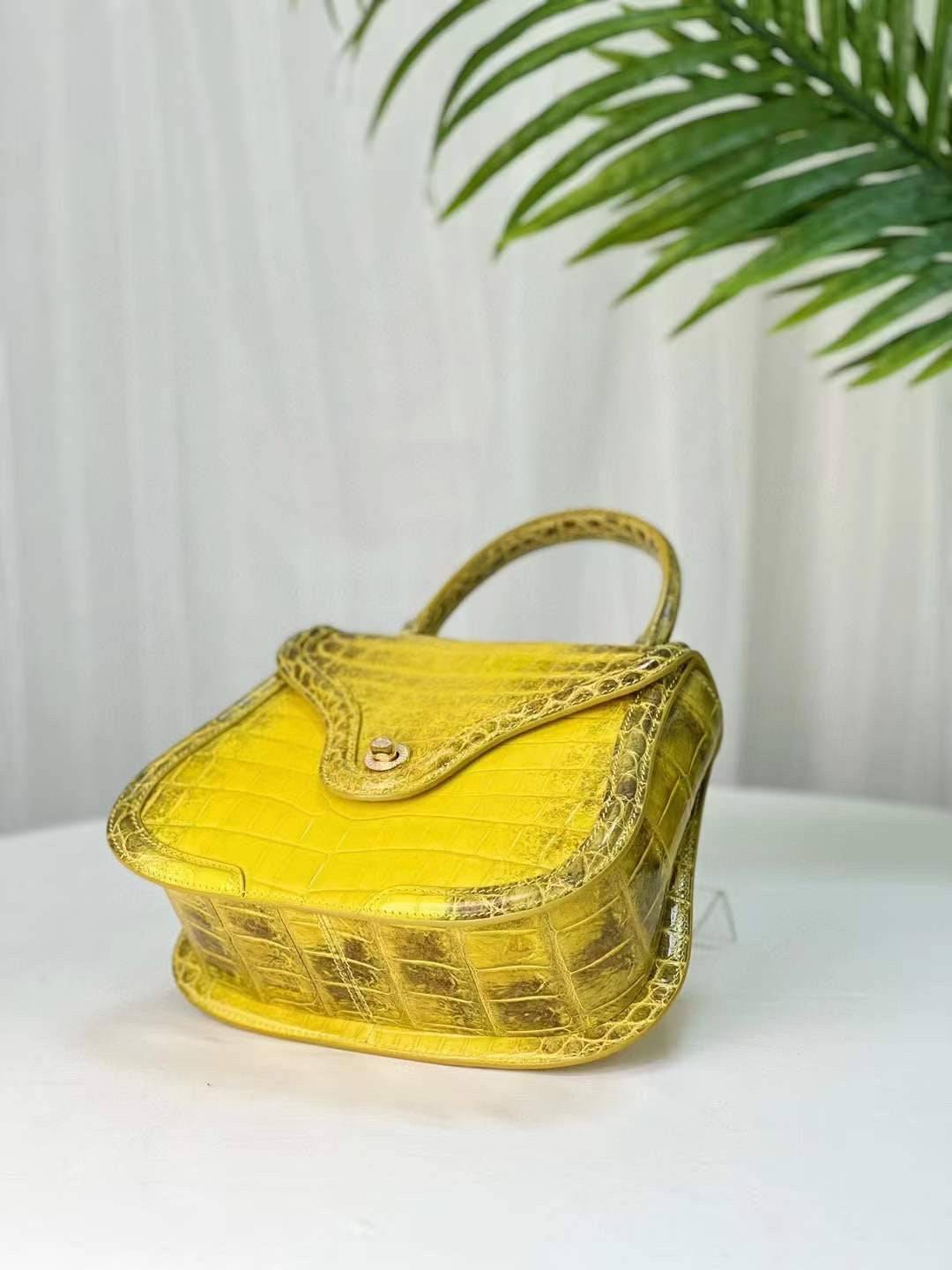 Womens Himalaya Yellow Crocodile Leather Top Handle Bag