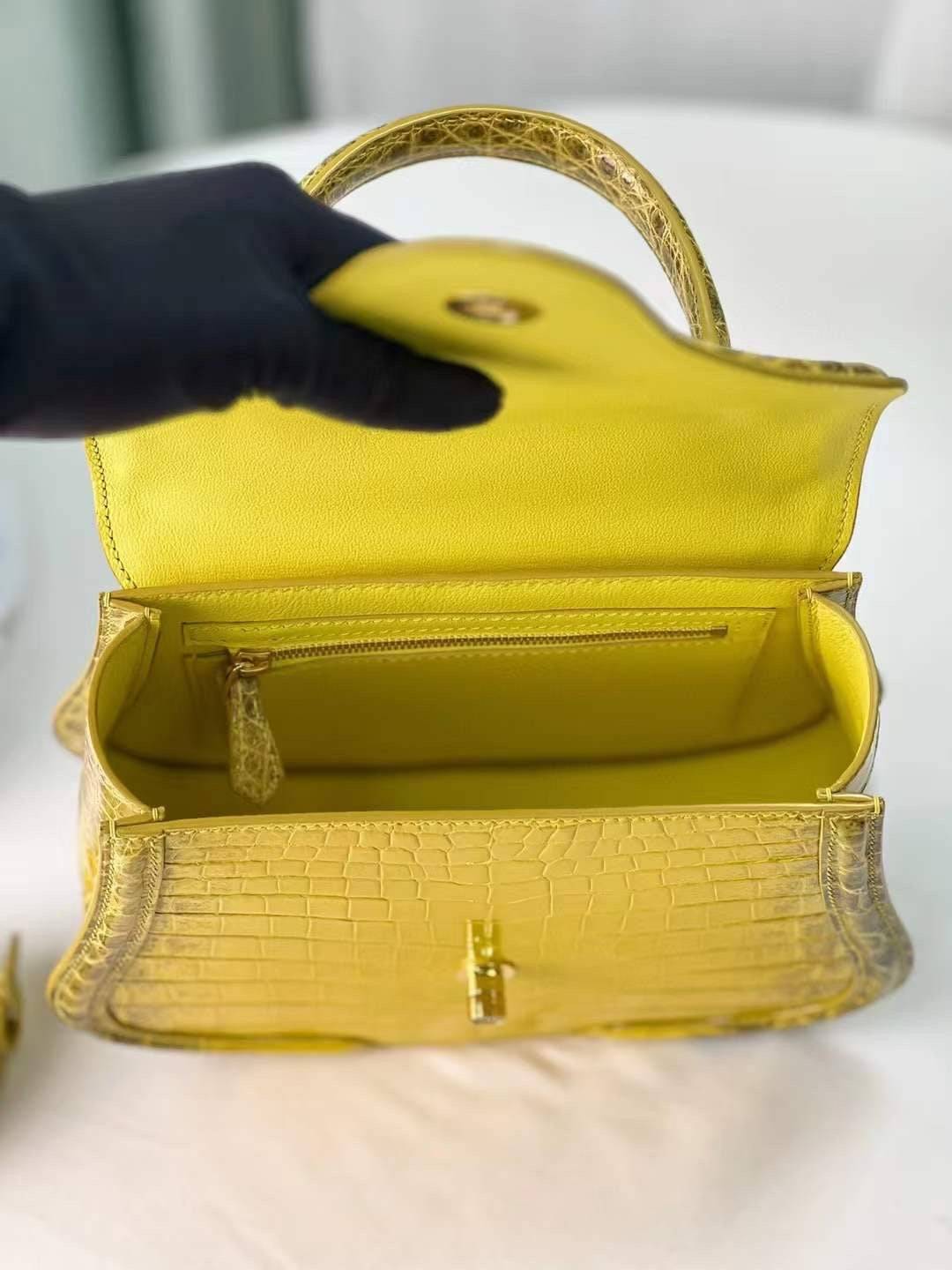 Womens Himalaya Yellow Crocodile Leather Top Handle Bag