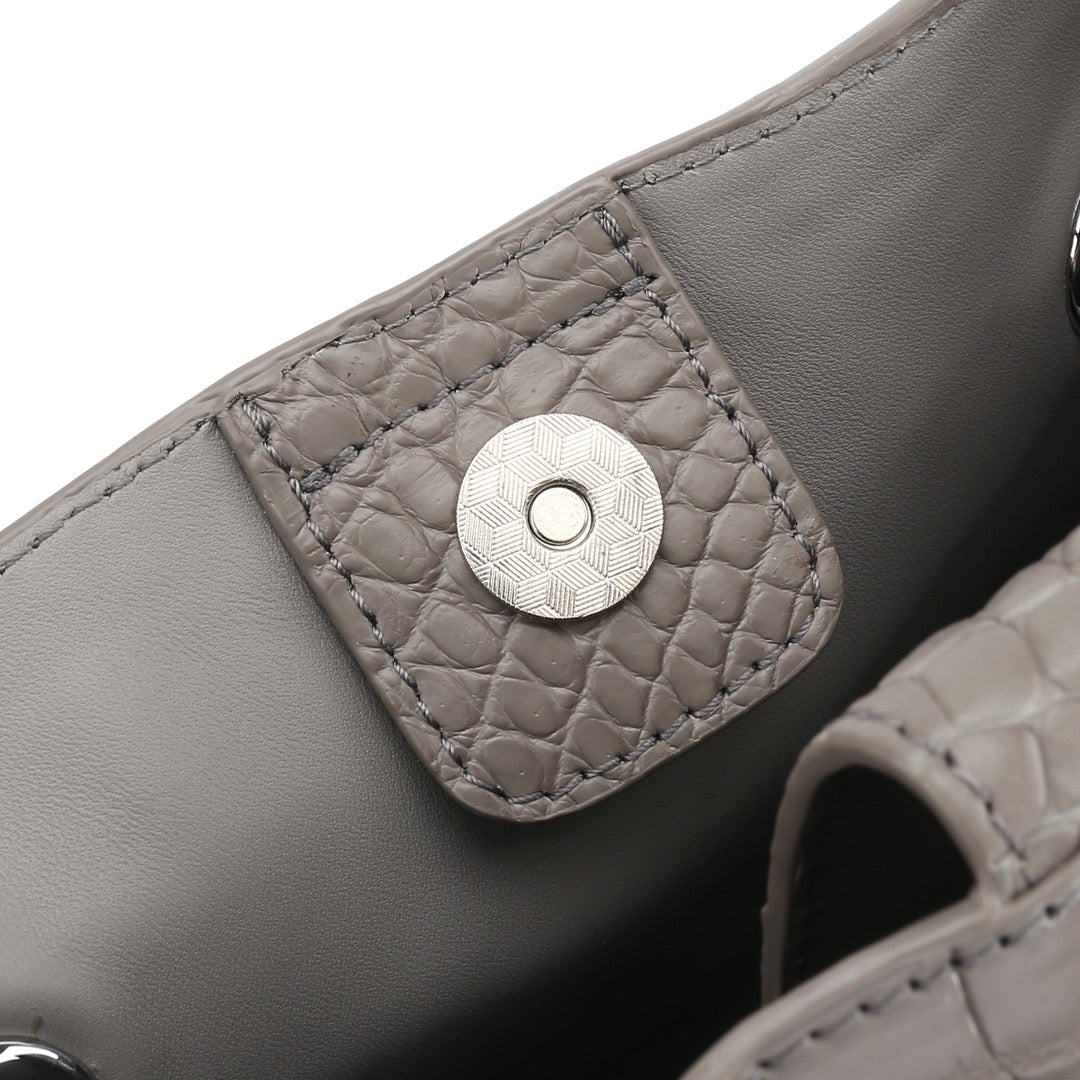 Unisex Crocodile Leather Drawstring Bucket Shoulder Purse Crossbody Bag,Large Capacity