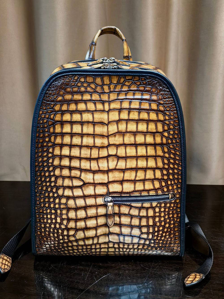 Vintage Crocodile Leather Backpack Large