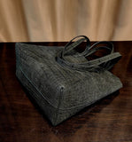 Suede Crocodile Leather  Shopper Tote Bag