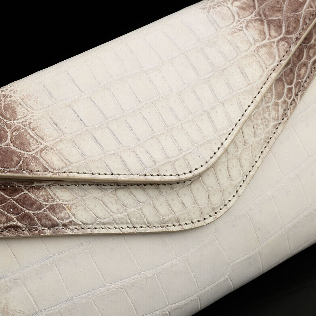 Himalayan White Crocodile Leather Clutch Shoulder Bag