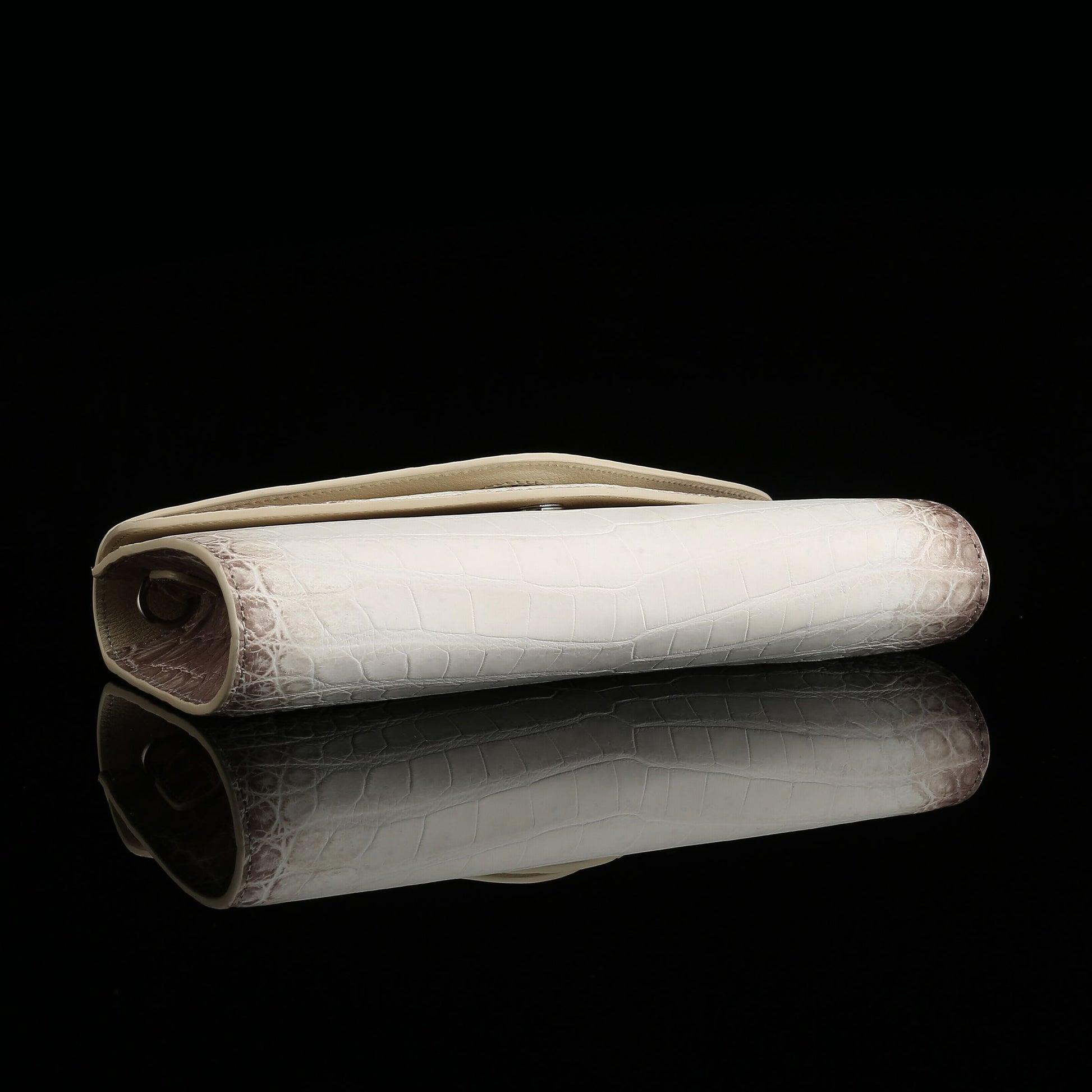 Himalayan White Crocodile Leather Clutch Shoulder Bag