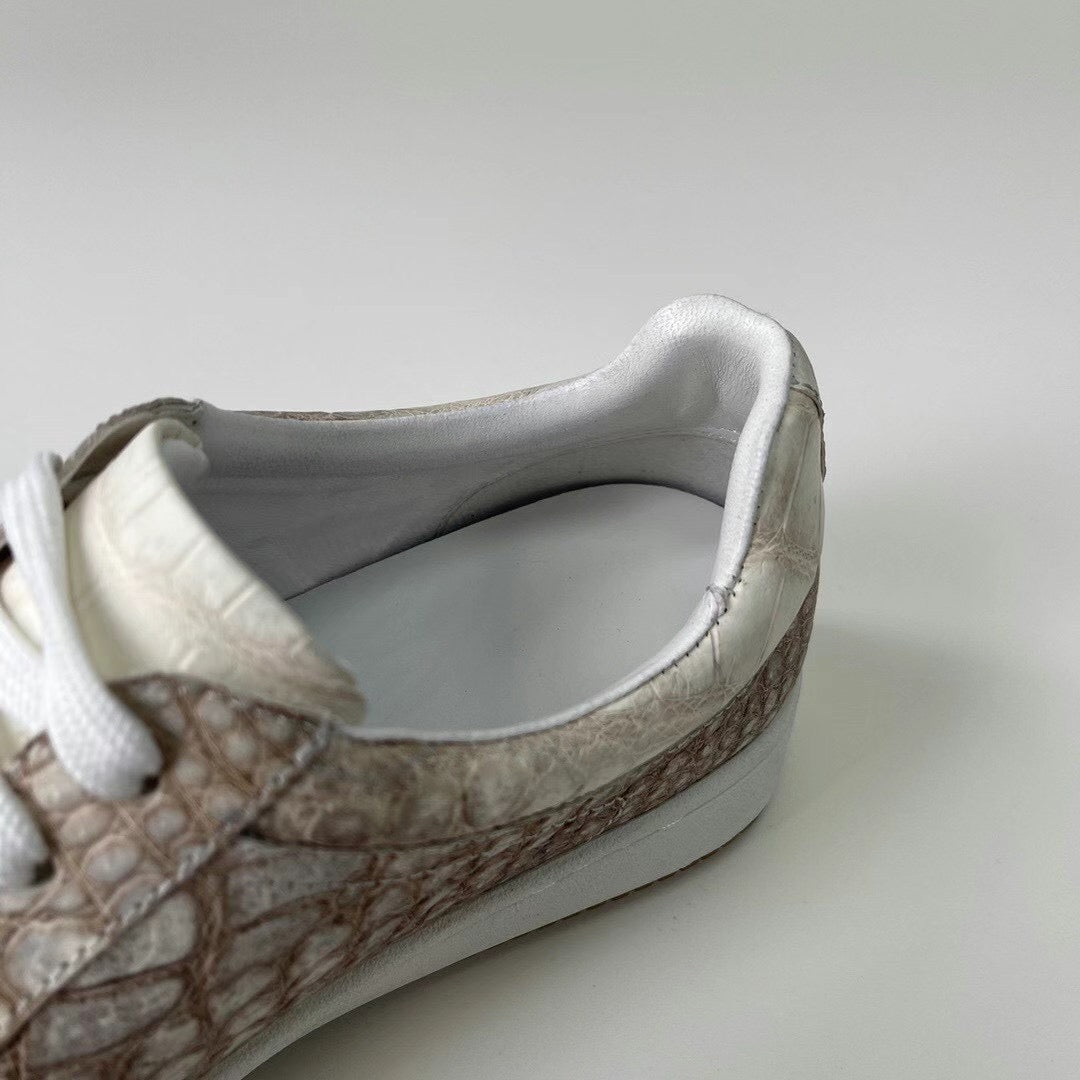 Men's Himalayan White Crocodile Leather Casual Sneakers 2950