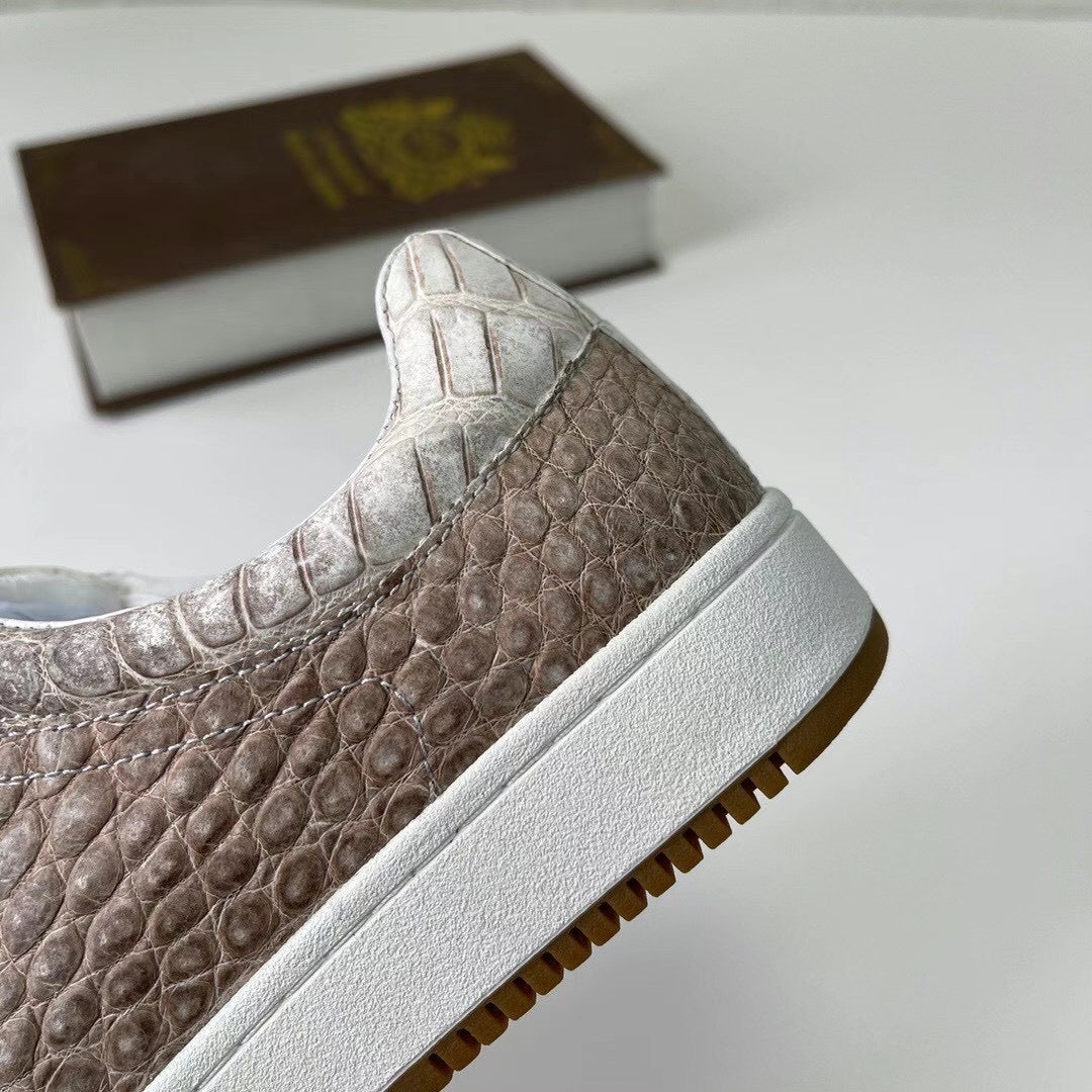 Men's Himalayan White Crocodile Leather Casual Sneakers 2950