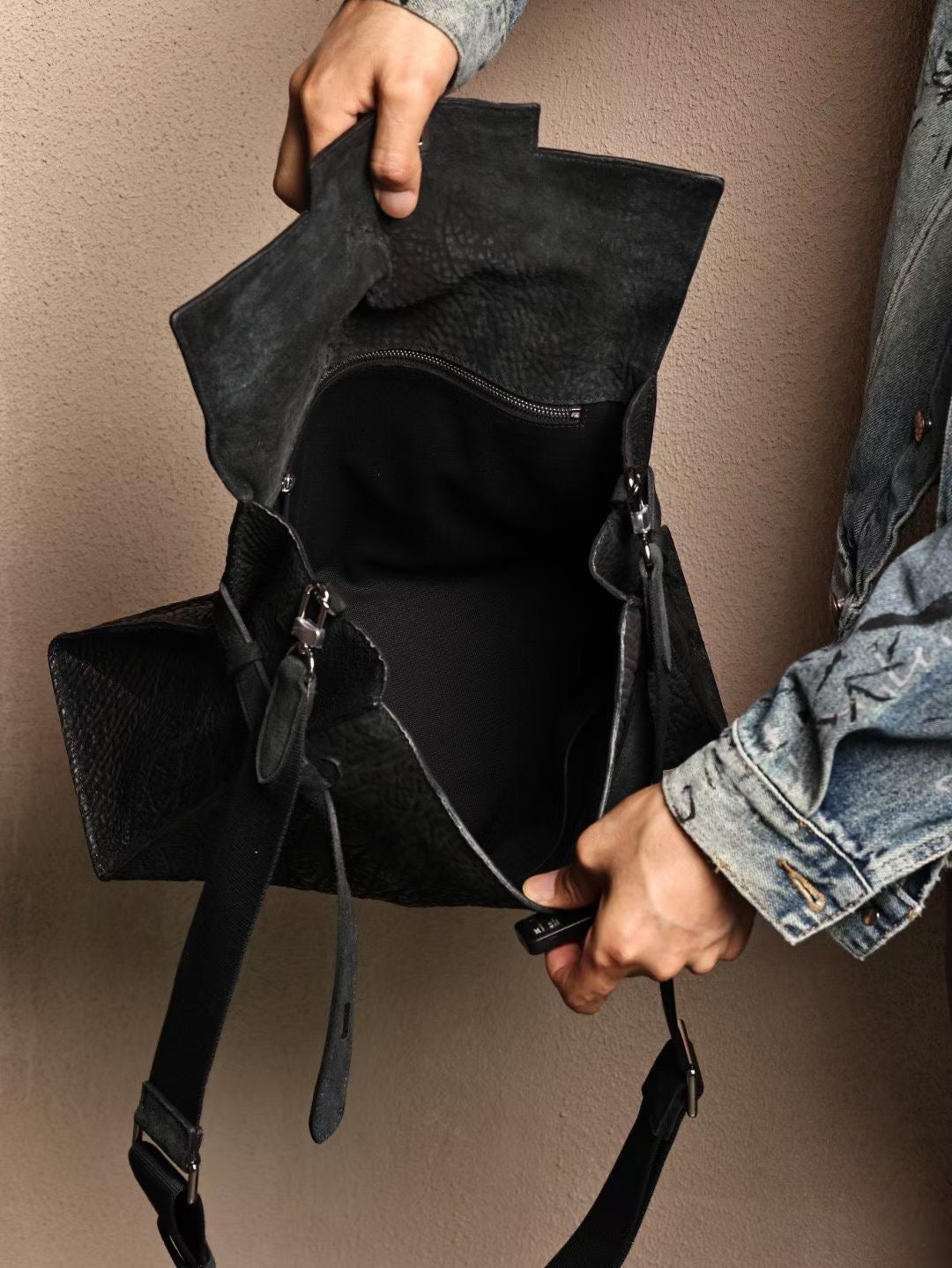 Genine Washed Cordovan Leather Top Handle Briefcase Bag