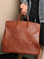 Genine Washed Vintage Cordovan Leather Extra Large Super Big Bag