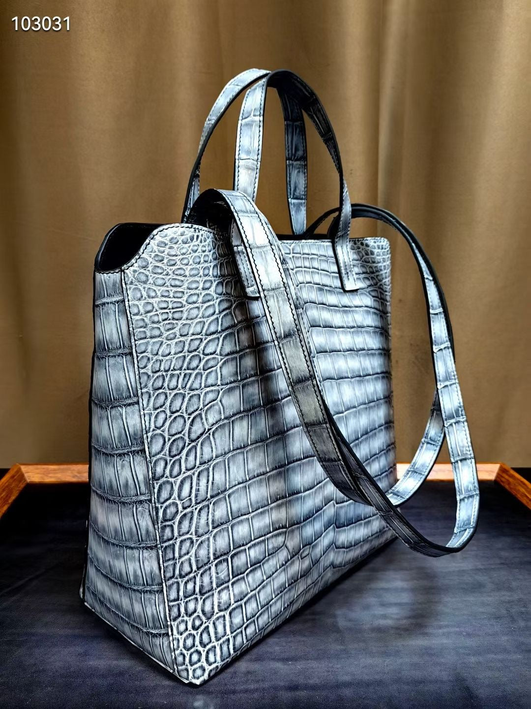 Vintage Crocodile Leather Laptop Business Shopper Bag