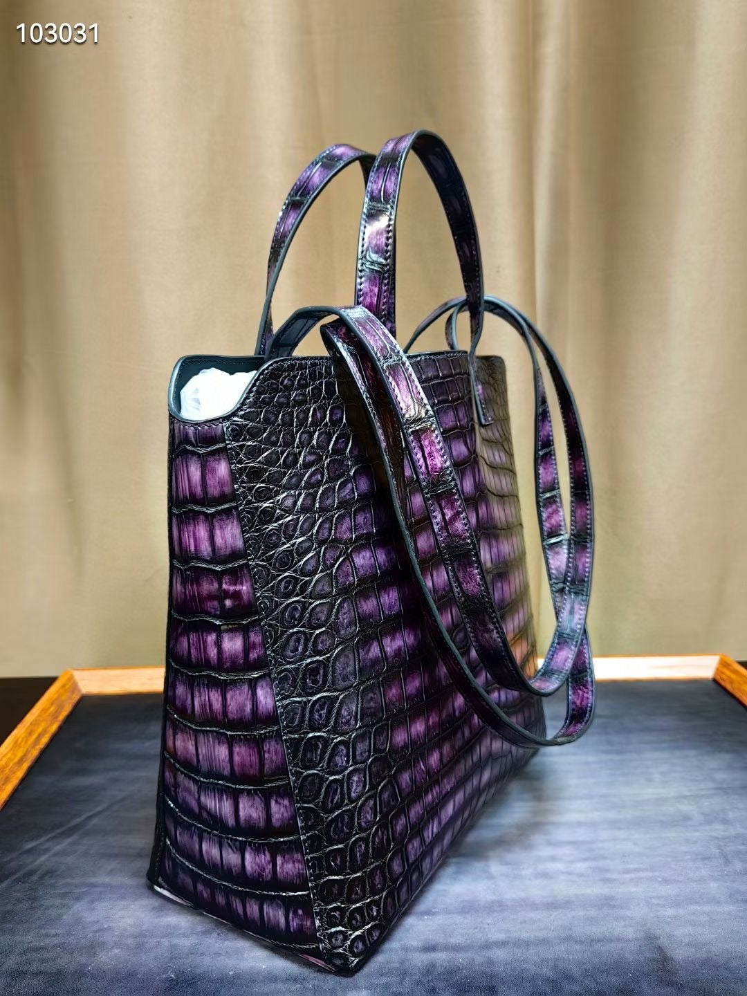 Vintage Crocodile Leather Laptop Business Shopper Bag