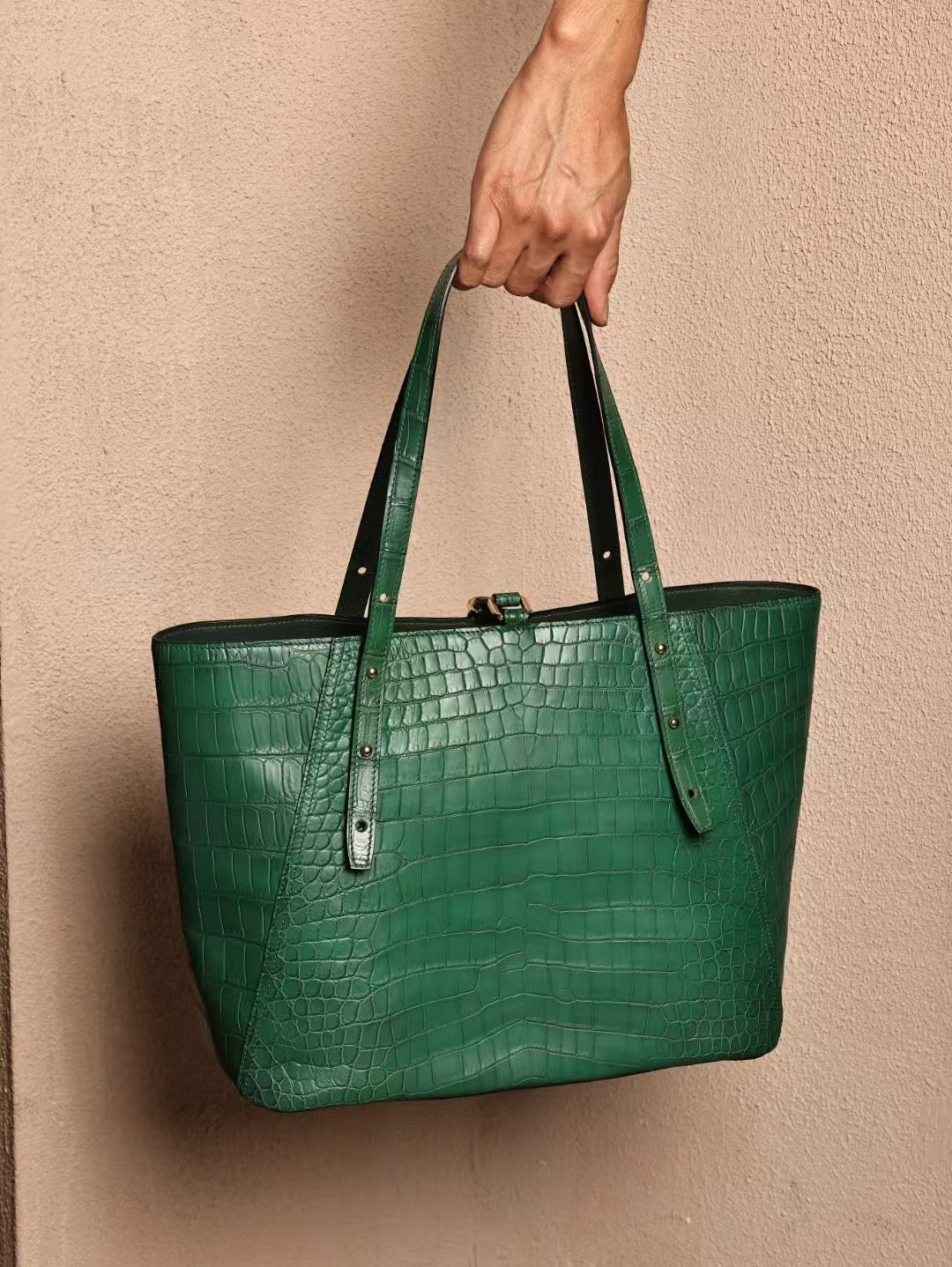 Unisex Genuine Crocodile Skin Leather Large Tote Shoulder Bag