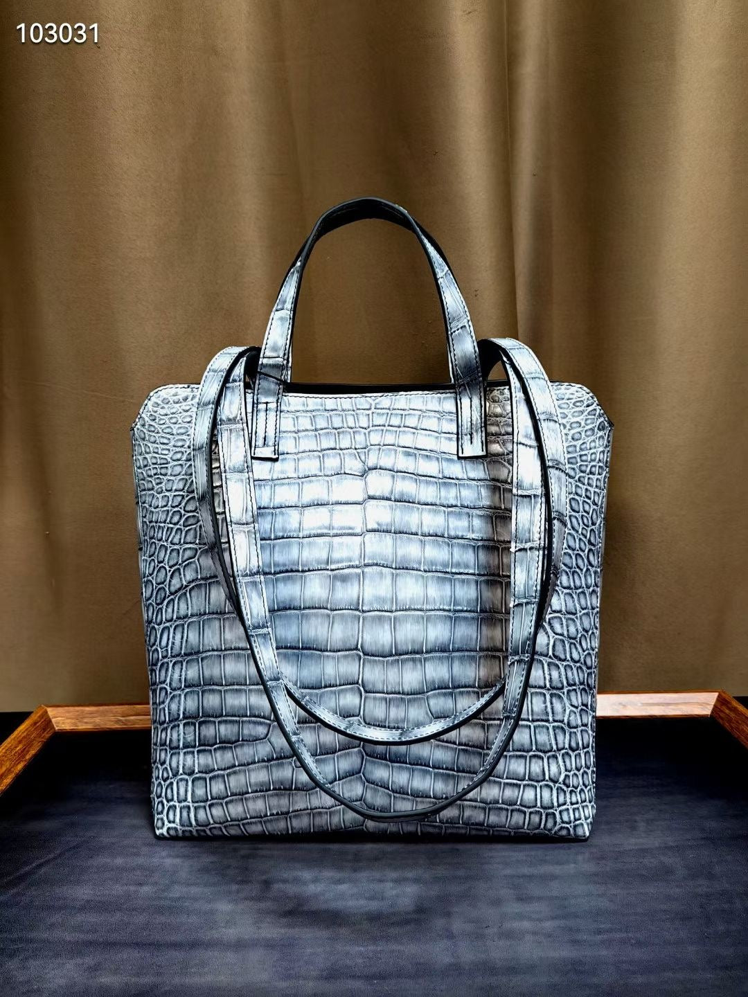 Vintage Crocodile Leather Laptop Business Shopper Bag