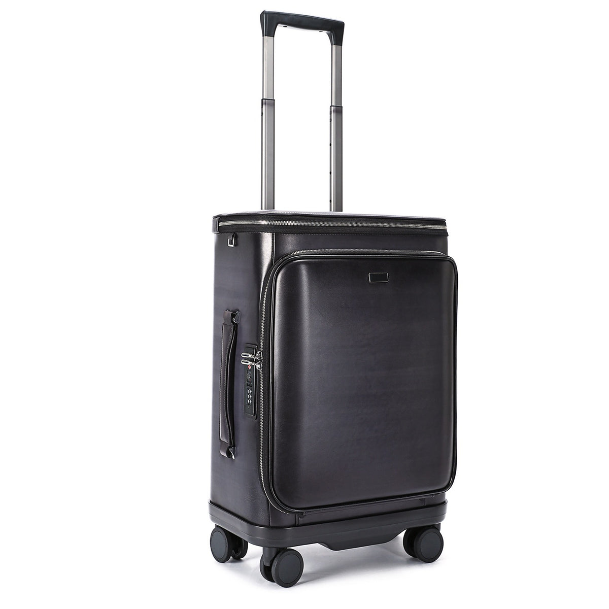 Unisex Vintage Genuine Calfskin Leather Check-In Carry On Universal Wheel 20 Inch Travelling Trolley Luggage Business Trolley Bag With Briefcase