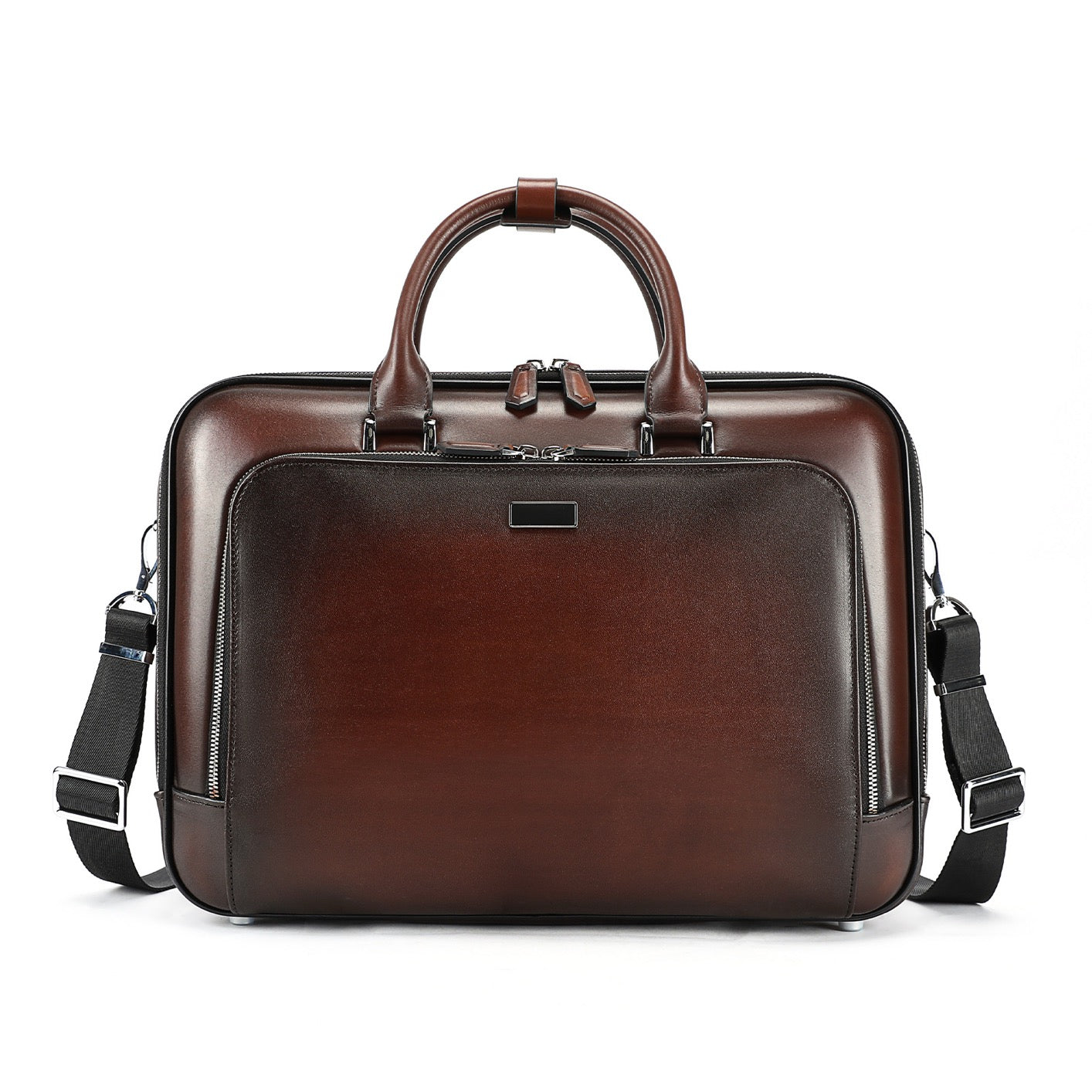 Unisex Vintage Genuine Calfskin Leather Check-In Carry On Universal Wheel 20 Inch Travelling Trolley Luggage Business Trolley Bag With Briefcase