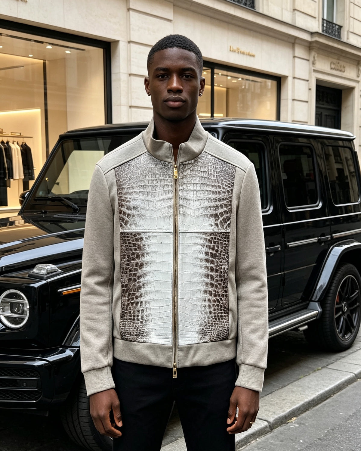 Himalayan White Crocodile & Cashmere Jacket