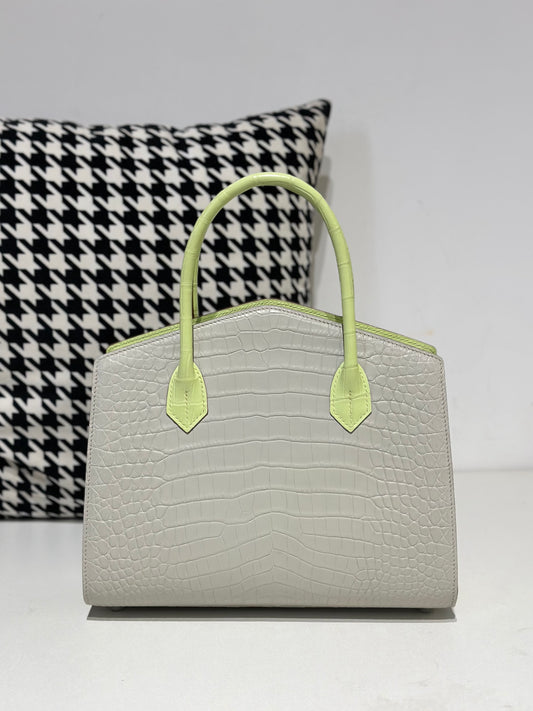 Crocodile Leather Top Handle Bag