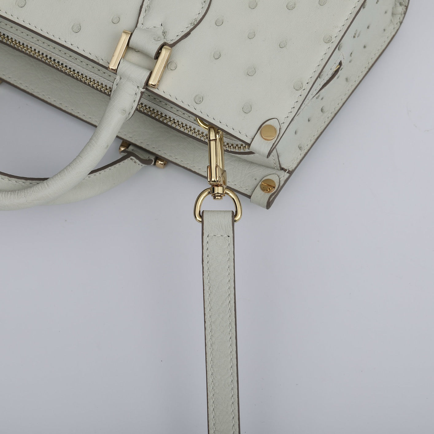 Womens Genuine Ostrich Skin Leathe Top Handle Satchel Bag