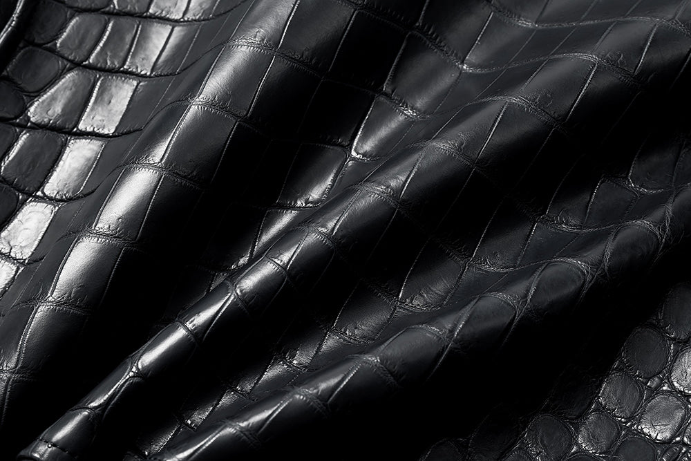 Womens Crocodile Leather BIiker Perfecto Jacket Black