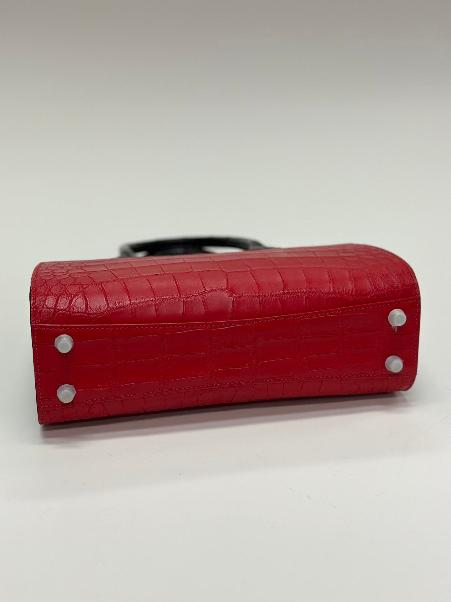 Crocodile Leather Top Handle Bag Red