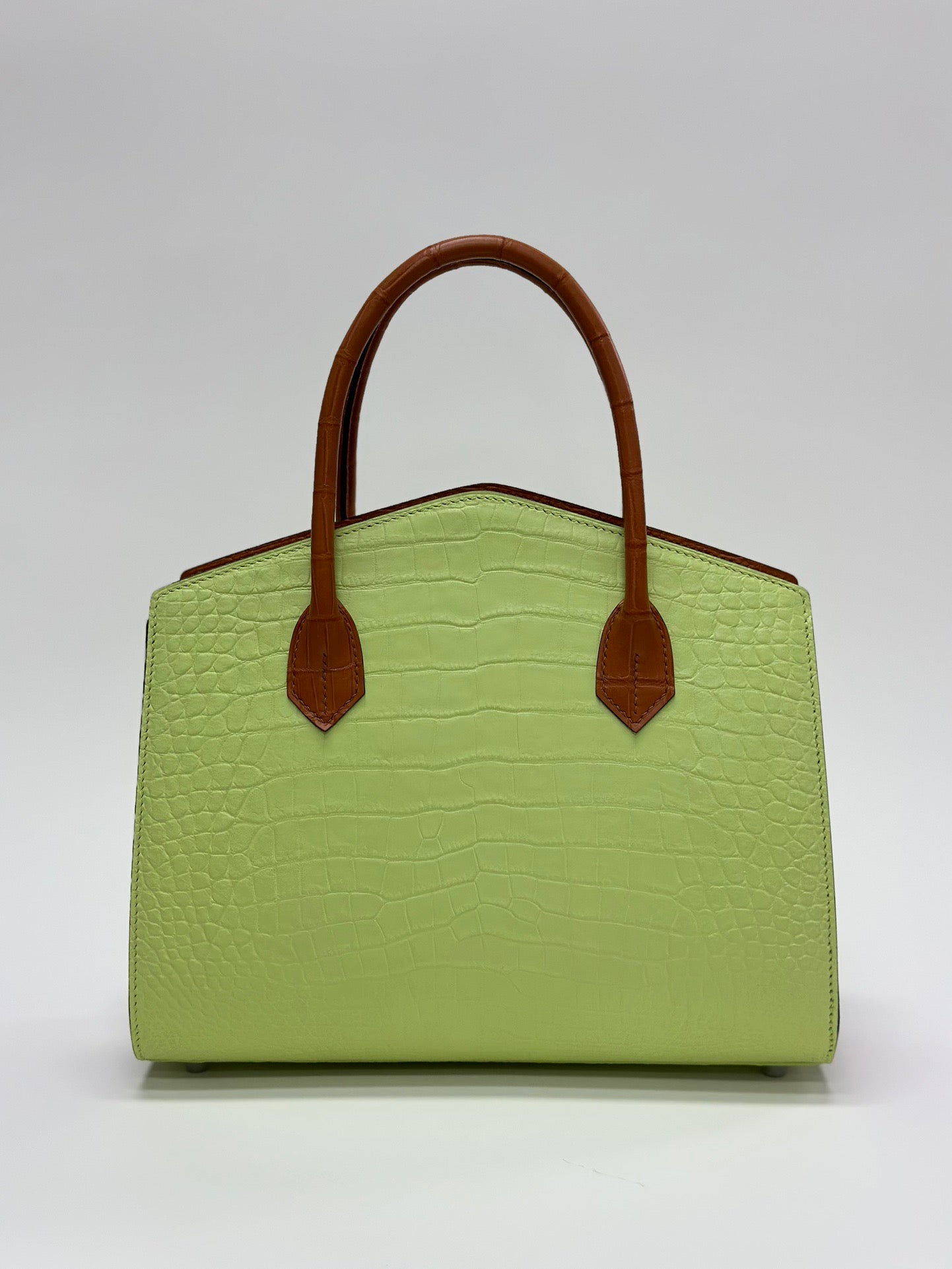 Crocodile Leather Top Handle Bag Green