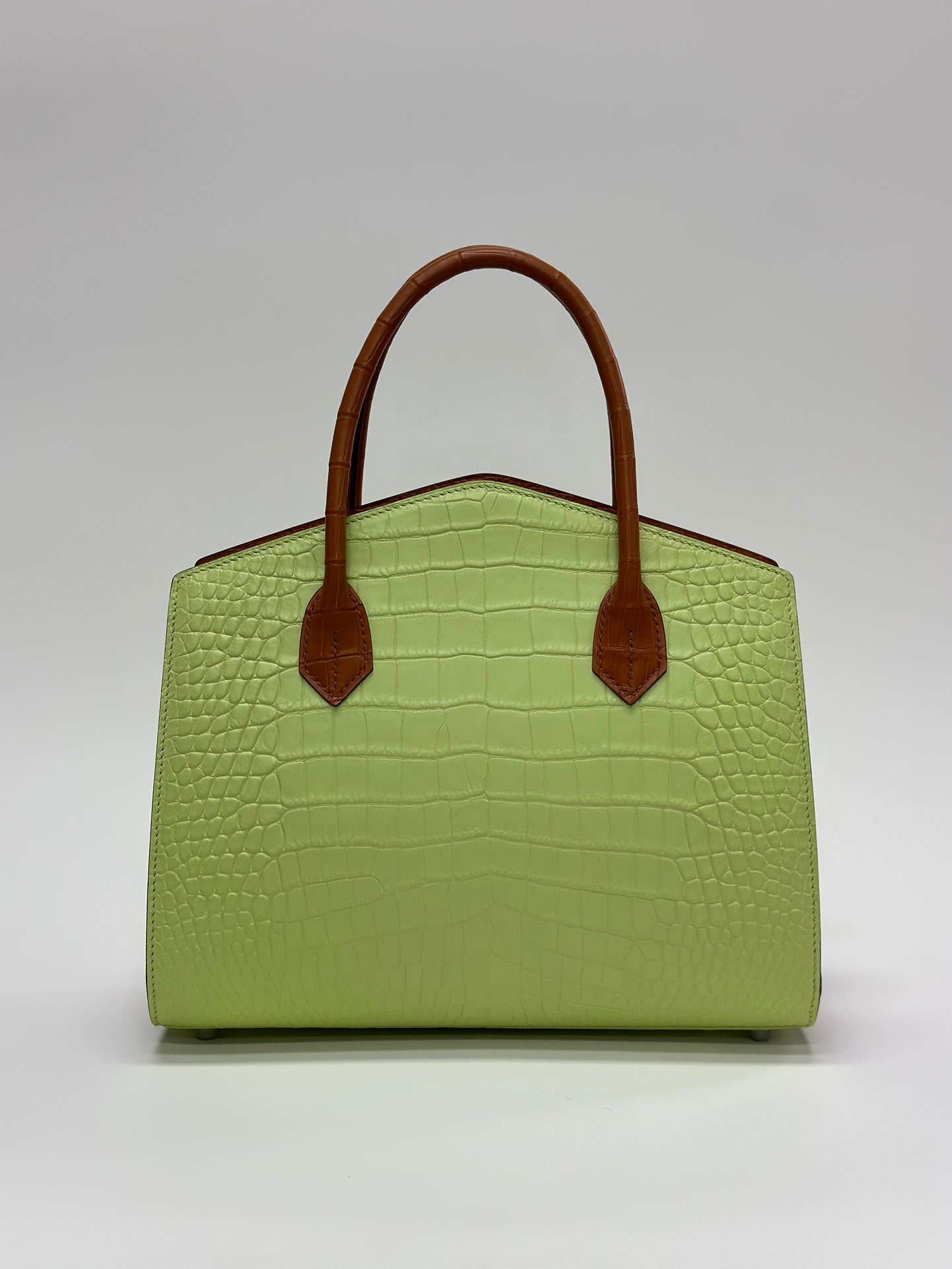 Crocodile Leather Top Handle Bag Green