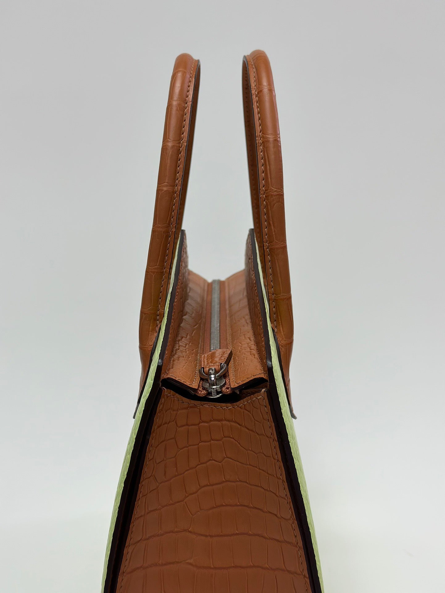Crocodile Leather Top Handle Bag Green