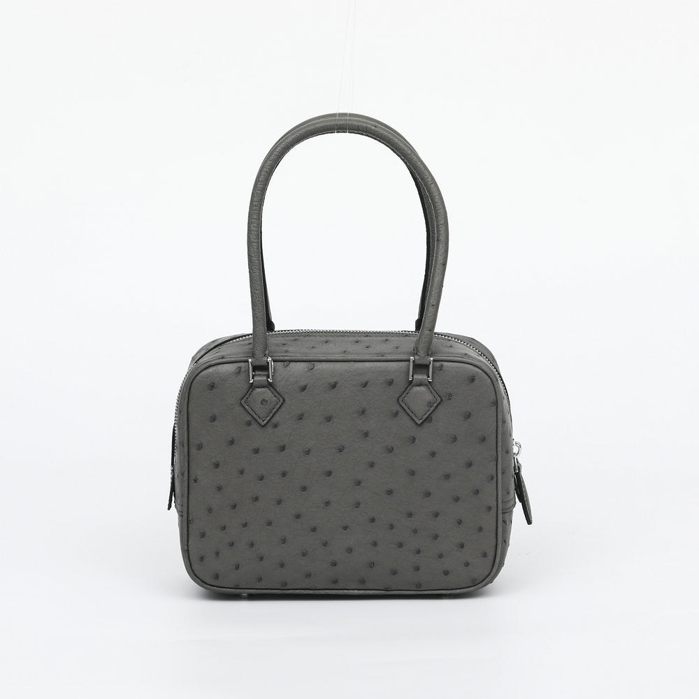 Womens Genuine Ostrich Skin Leathe Top Handle Bag