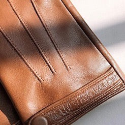 Women's Soft Goatskin Leather Fashion Snap Cuff Gloves